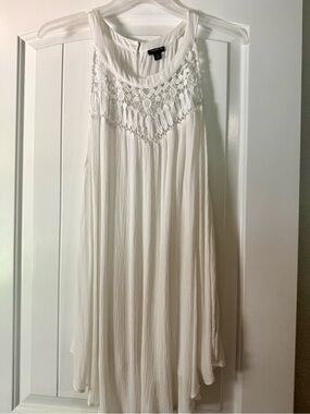 Torrid White Crochet Neck - long sleeveless tank